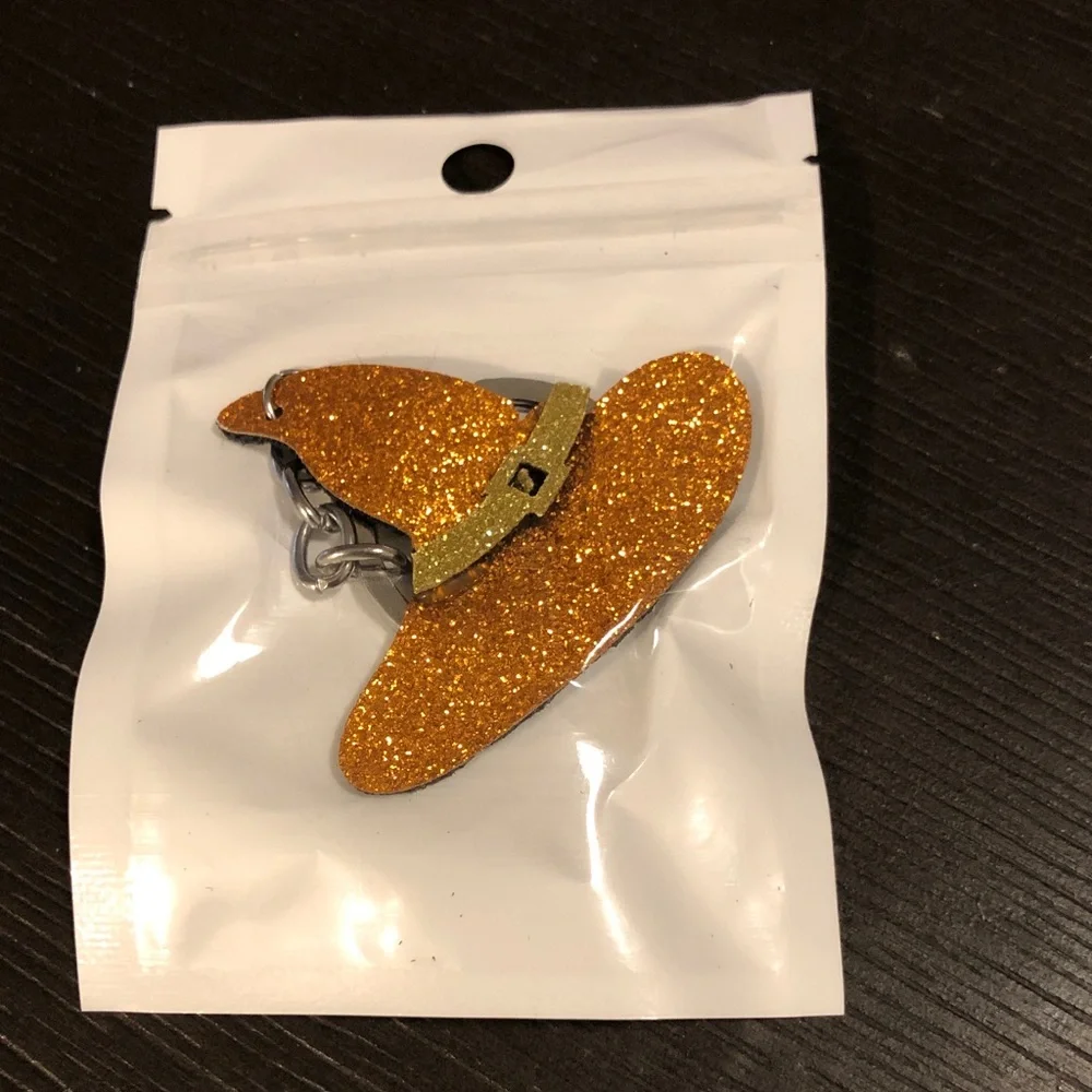 Glitter Witch Hat Keychain - Orange